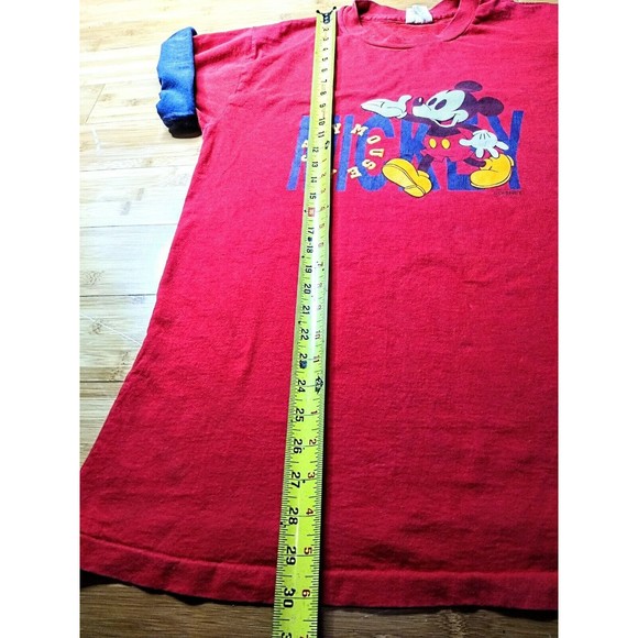 Vtg. T Shirt Disney Mickey Mouse Carolina Connection Rolled Sleeves SZ L Red USA - Picture 12 of 12